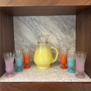 Vintage Blendo Pitcher with Coordinating Parfait Glasses